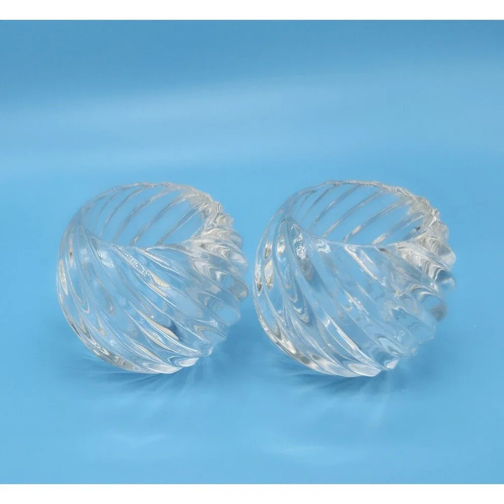 PartyLite Illusions -  2 Candle Holders Swirl Glass Votive Tealight Holder P0463